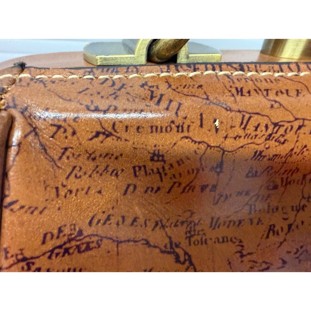 NWT Patricia Nash Gracchi Frame Leather RIOT RUST MAP Satchel Crossbody PURSE - Picture 6 of 10